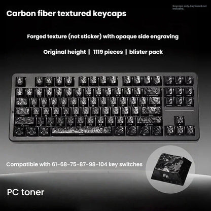 Carbon Fiber Texture Keycaps Forged Carbon Pattern Side-Engraved Non-Translucent Original Magnetic Switch Keycaps