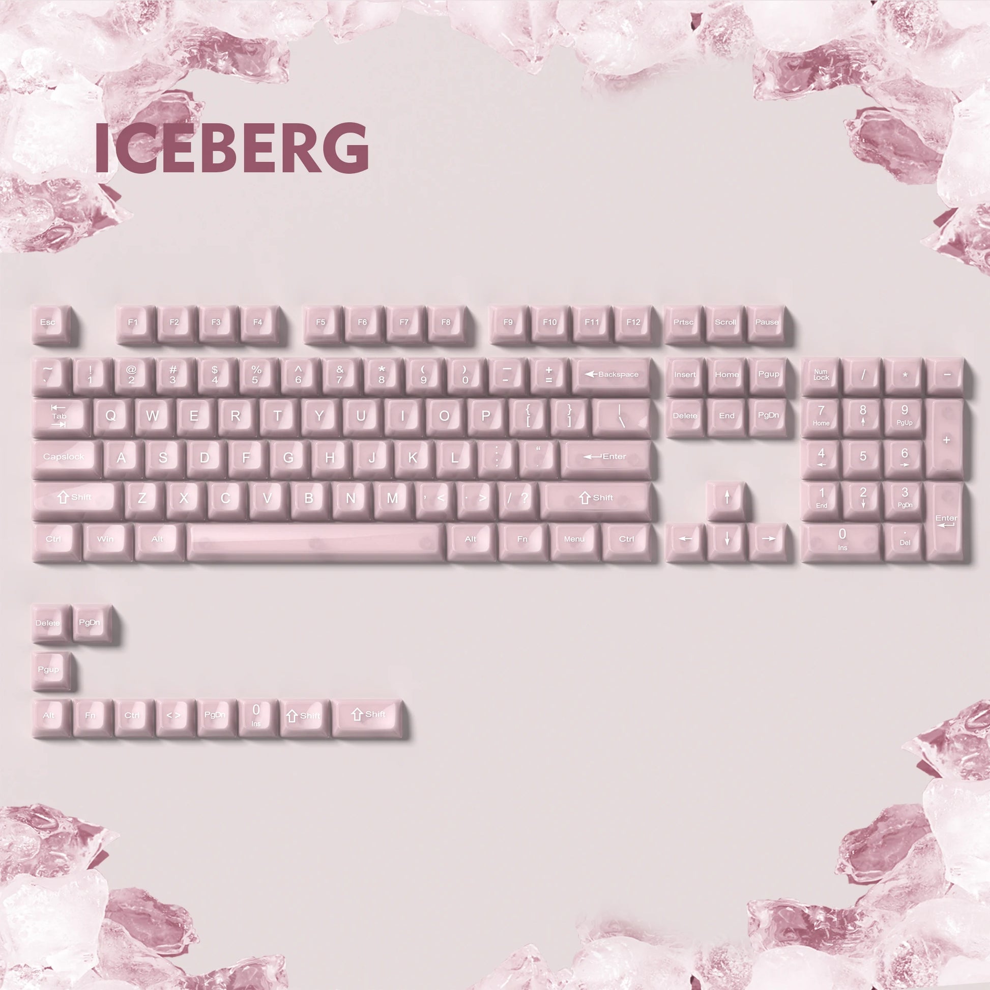 115 Keys Dark Blue MDA Profile Transparent Clear Keycaps Crystal PC Keycap RGB Shine through Key Cap for MX Switch Keyboard