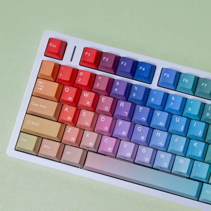 Korean Russian Japanese Spanish Cherry Profile Double Print Keycap Rainbow Gradient 130 Key Caps Mechanical Keyboard AJAZZ AULA