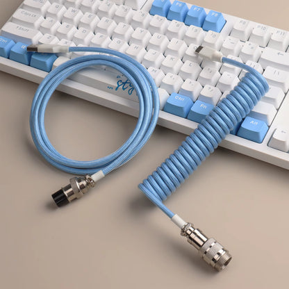 【Lano】Mechanical Keyboard Aviator Cable Cable with Gx16 Aviation Connector Usb to Type C Keyboard Coiled Cable Braided Cable New