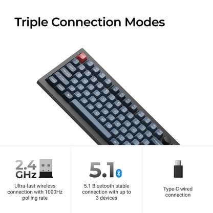 Keychron V3 Max QMK/VIA Wireless Custom Mechanical Keyboard  Jupiter Switch Double-Shot PBT Keycaps