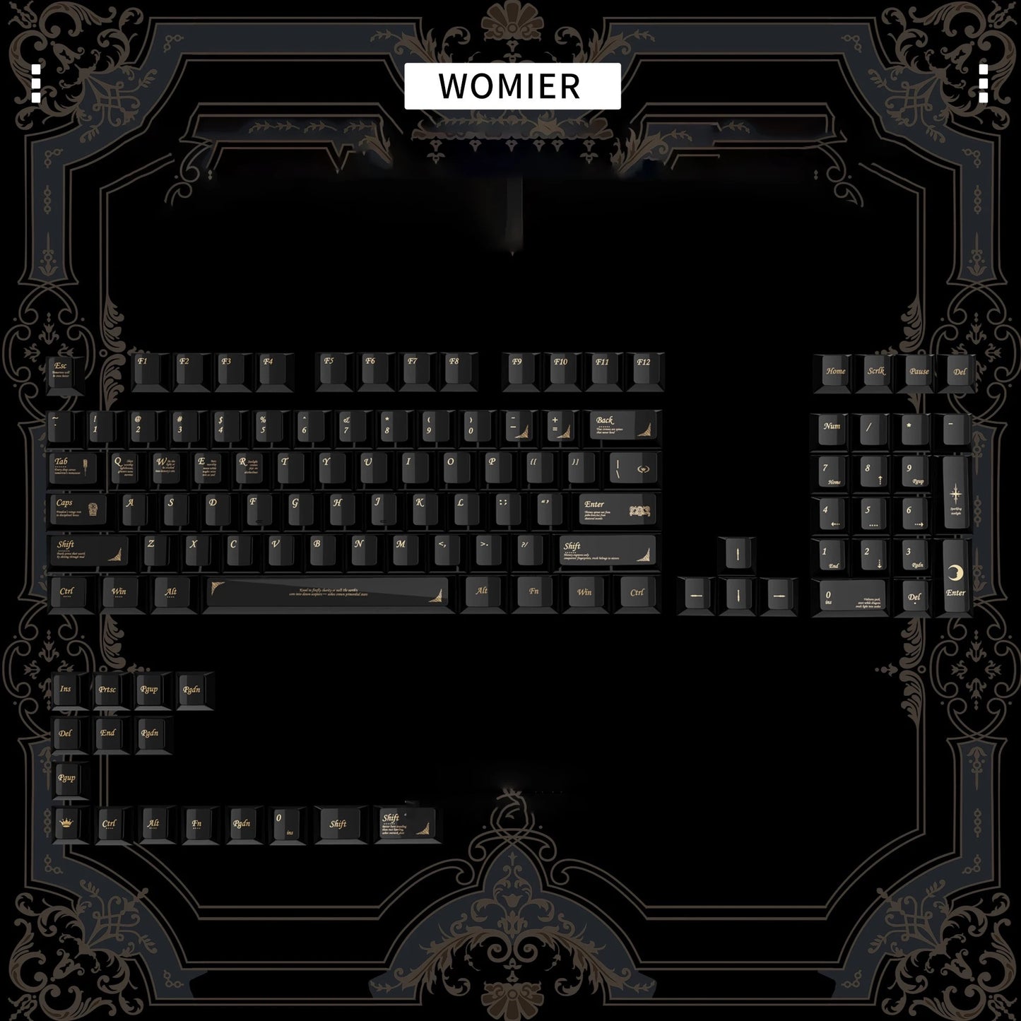 115 Keys Dark Blue MDA Profile Transparent Clear Keycaps Crystal PC Keycap RGB Shine through Key Cap for MX Switch Keyboard