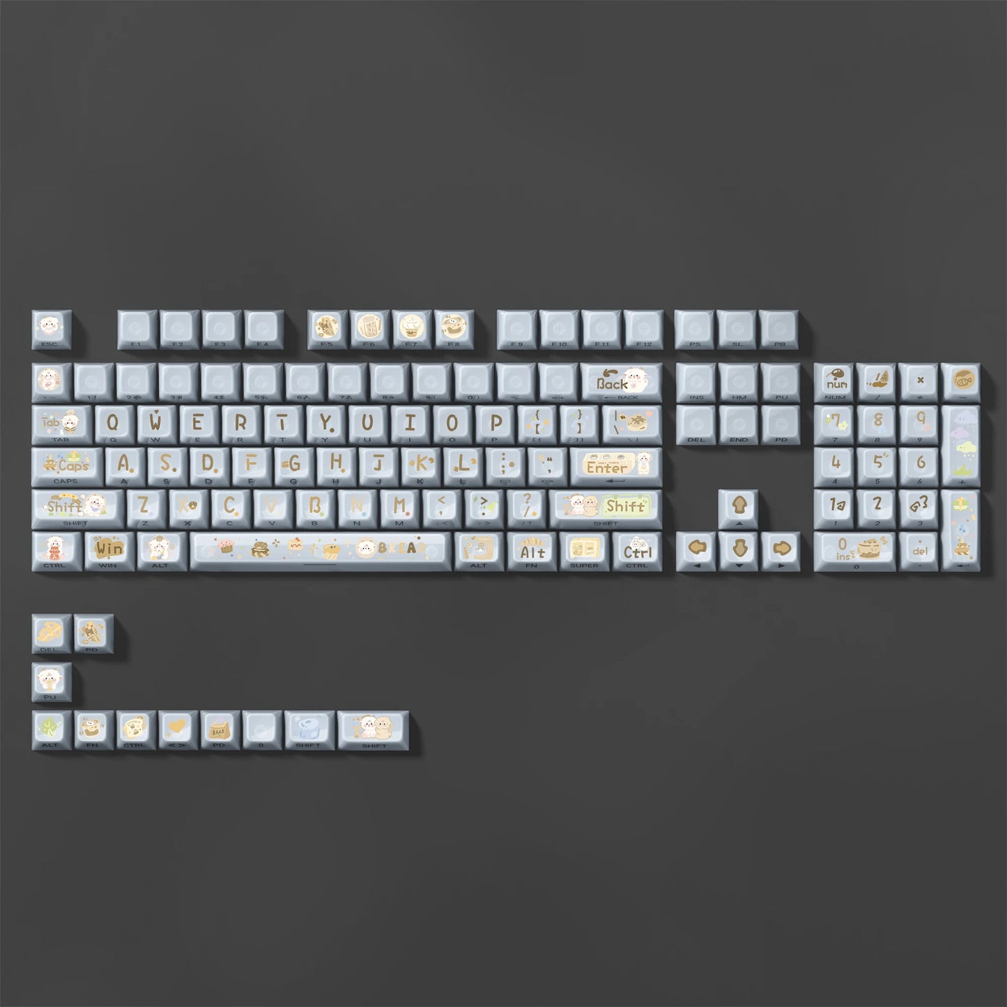 115 Keys Dark Blue MDA Profile Transparent Clear Keycaps Crystal PC Keycap RGB Shine through Key Cap for MX Switch Keyboard
