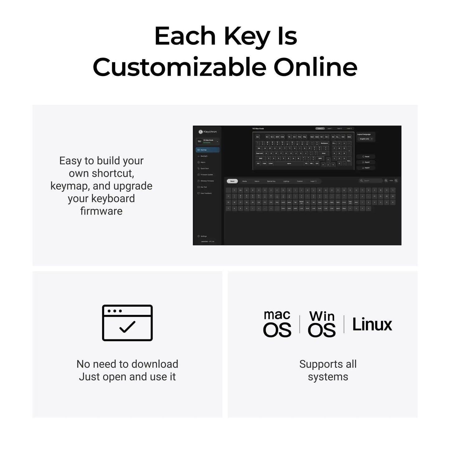 Keychron V5 Max QMK/VIA Wireless Custom Mechanical Keyboard RGB Backlight  Jupiter Switch Double-Shot PBT Keycaps