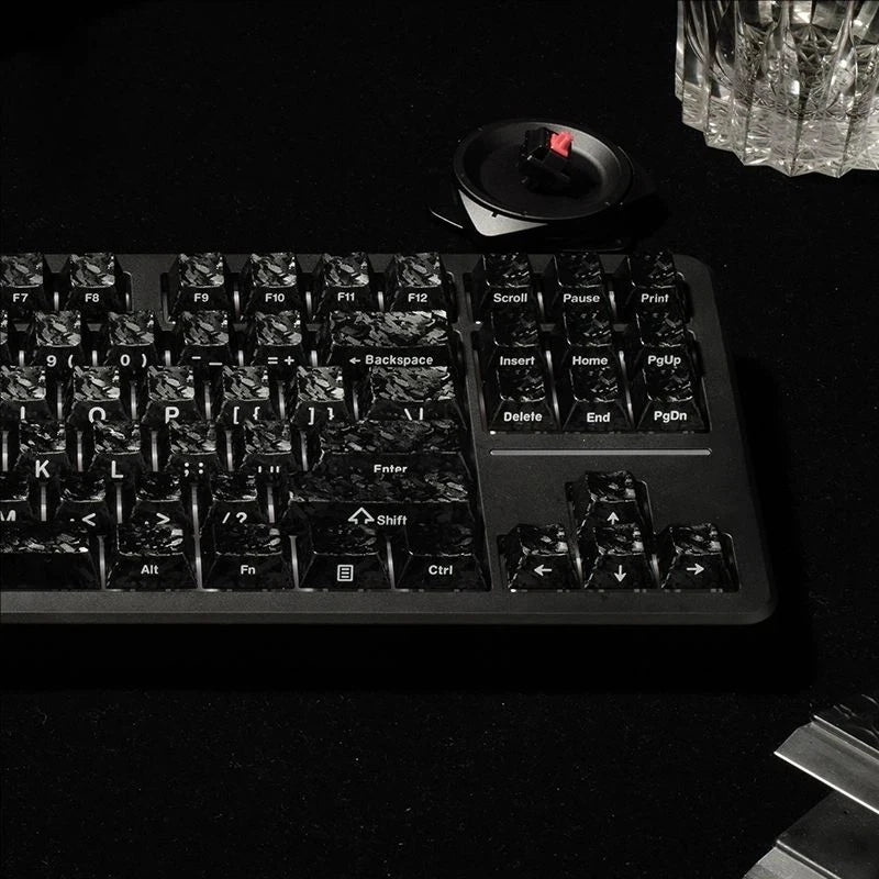 Carbon Fiber Texture Keycaps Forged Carbon Pattern Side-Engraved Non-Translucent Original Magnetic Switch Keycaps