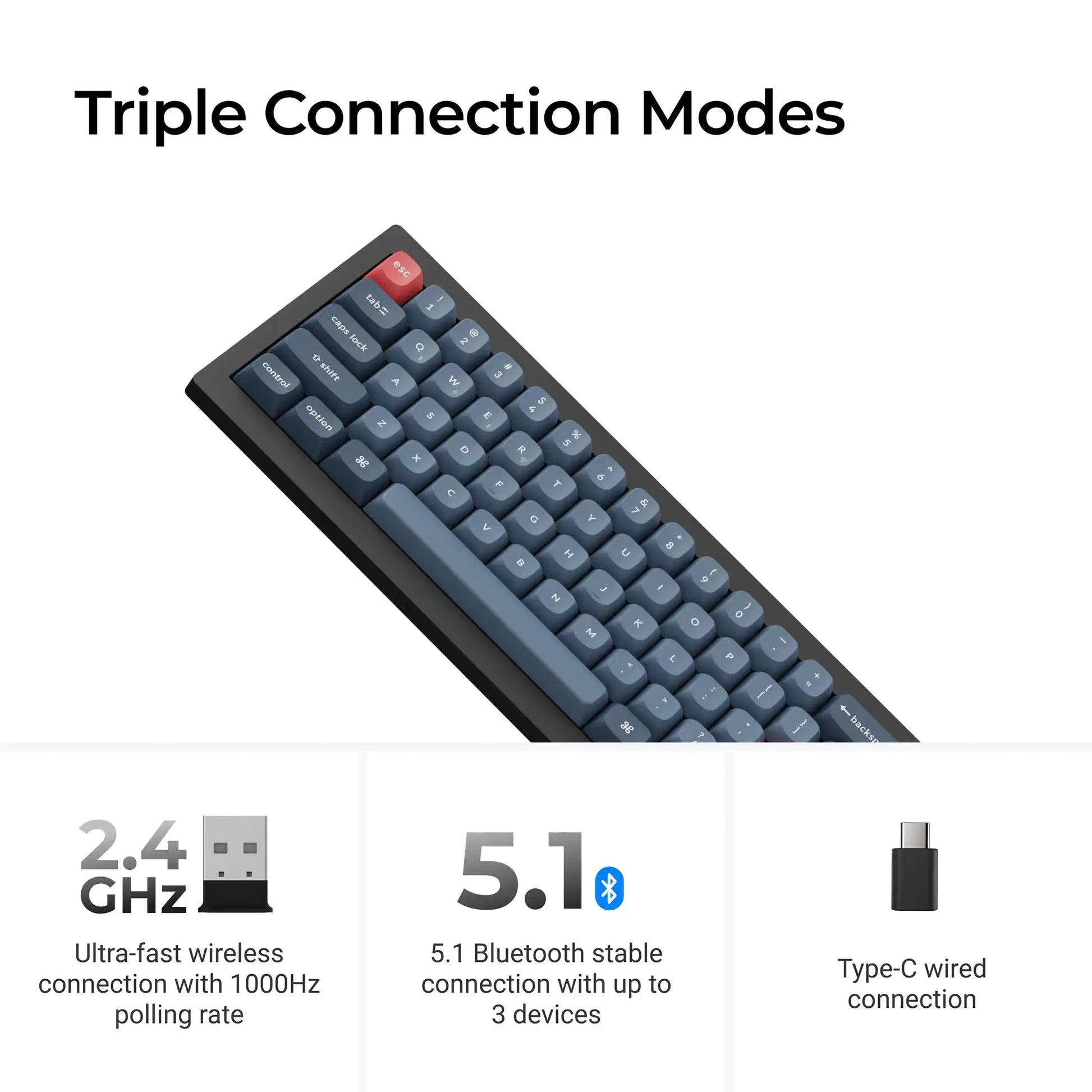Keychron V4 Max 60% Layout QMK/VIA Wireless Custom Mechanical Keyboard RGB Backlight  Switch Double-Shot PBT Keycaps