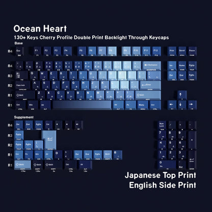 Korean Russian Japanese Spanish French German Keycap 130 Cherry Profile Double Print Backlight Key Cap Mechanical Keyboard AJAZZ
