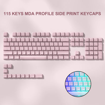115 Keys Dark Blue MDA Profile Transparent Clear Keycaps Crystal PC Keycap RGB Shine through Key Cap for MX Switch Keyboard