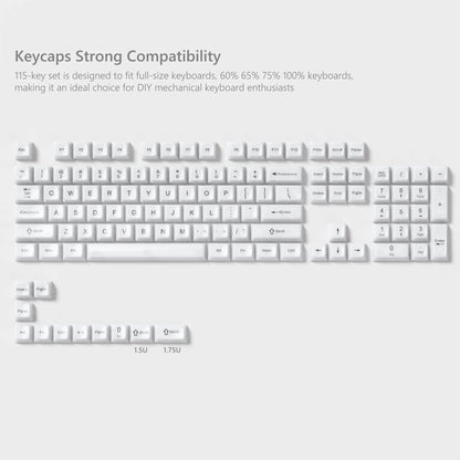 115 Keys Dark Blue MDA Profile Transparent Clear Keycaps Crystal PC Keycap RGB Shine through Key Cap for MX Switch Keyboard