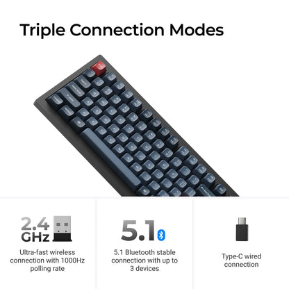 V1 Max QMK Fully Assembled Knob Custom Mechanical Keyboard 2.4 Ghz & Bluetooth Wireless Double-Shot OSA PBT Keycaps