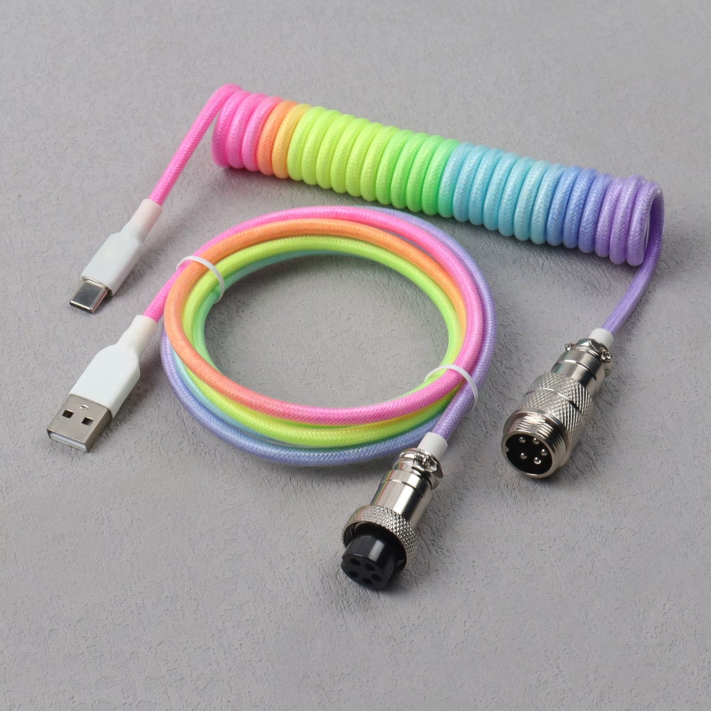 【Lano】Mechanical Keyboard Aviator Cable Cable with Gx16 Aviation Connector Usb to Type C Keyboard Coiled Cable Braided Cable New