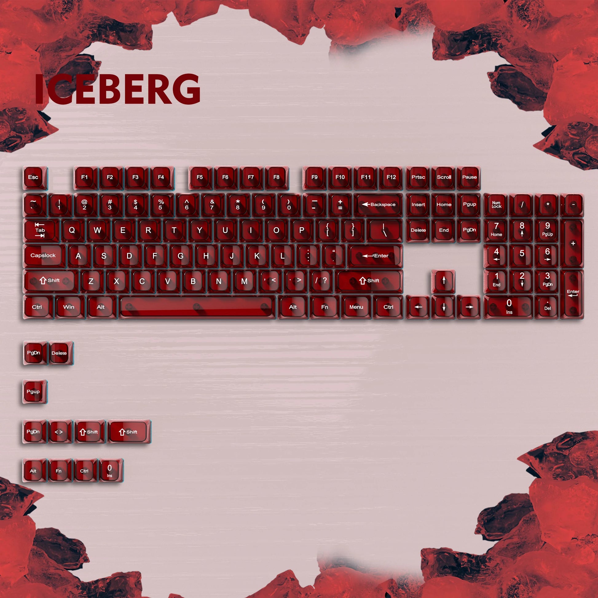 115 Keys Dark Blue MDA Profile Transparent Clear Keycaps Crystal PC Keycap RGB Shine through Key Cap for MX Switch Keyboard
