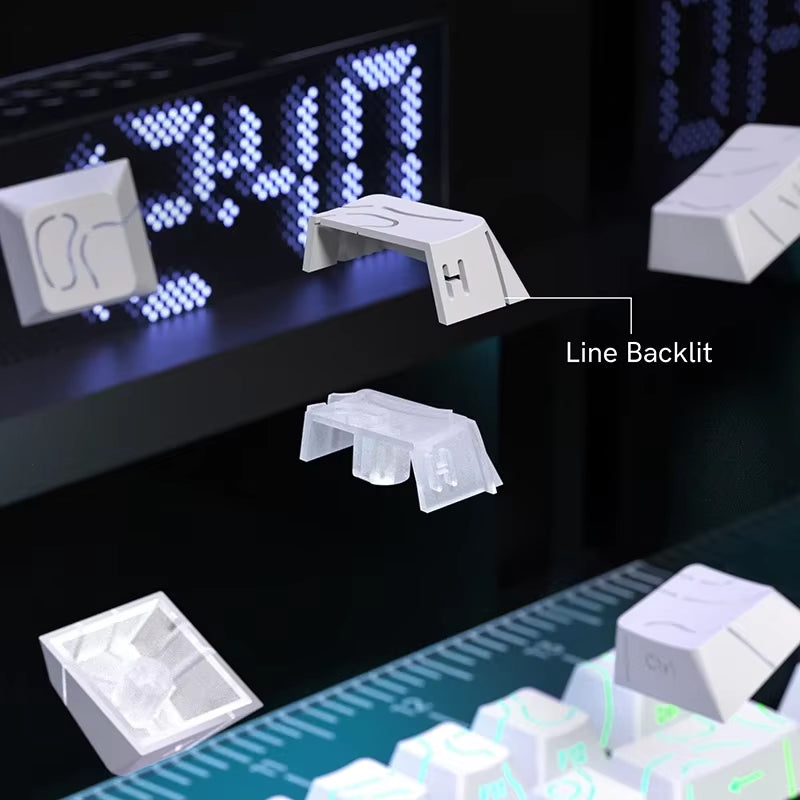 New Topographic Keycaps 4.0 Version Shine through 98 Key PBT Cherry Profile Side Print Backlit for MX Gamer Mechanical Keyboard