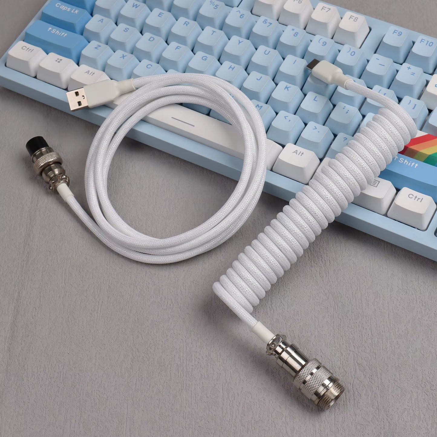 【Lano】Mechanical Keyboard Aviator Cable Cable with Gx16 Aviation Connector Usb to Type C Keyboard Coiled Cable Braided Cable New