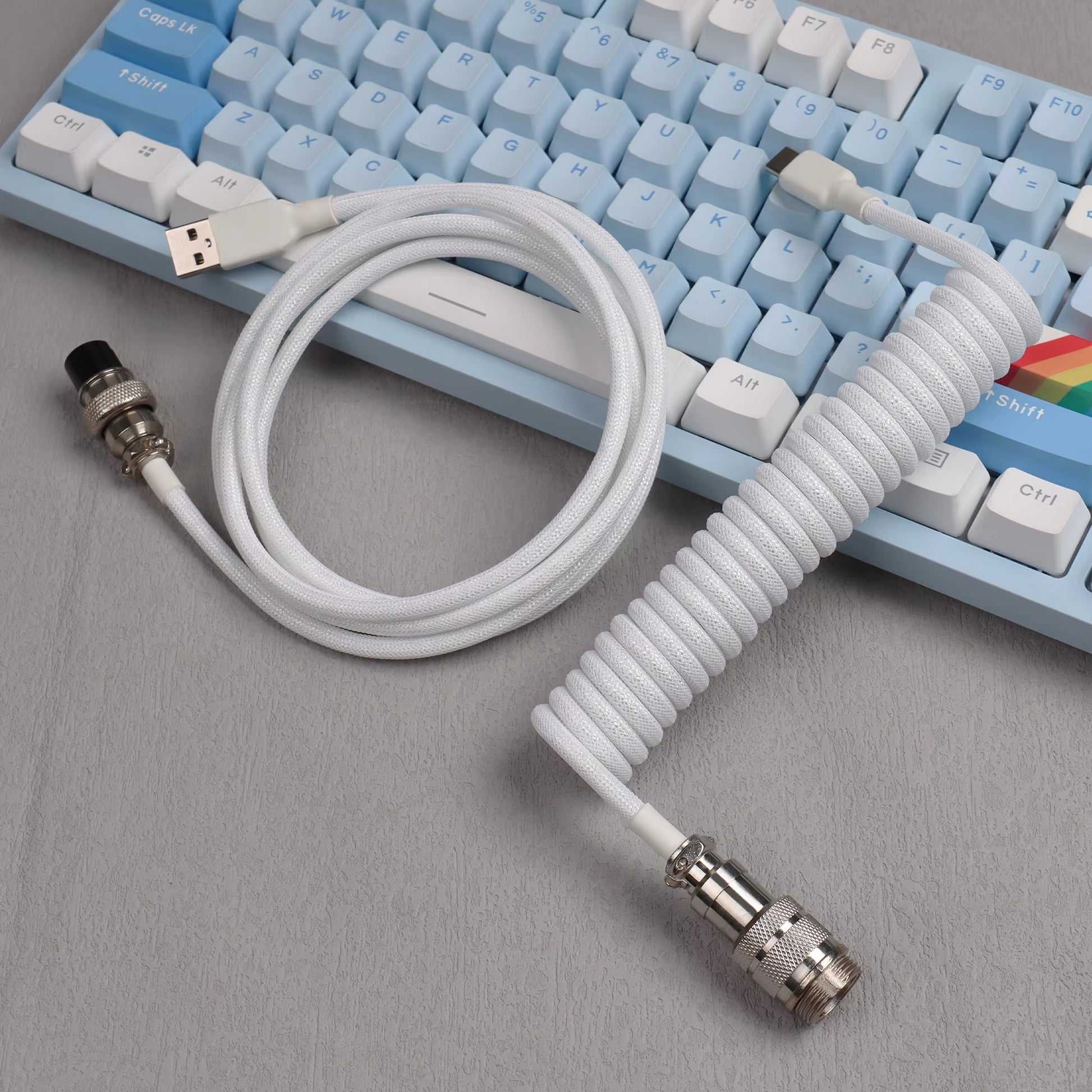 【Lano】Mechanical Keyboard Aviator Cable Cable with Gx16 Aviation Connector Usb to Type C Keyboard Coiled Cable Braided Cable New