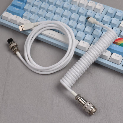 【Lano】Mechanical Keyboard Aviator Cable Cable with Gx16 Aviation Connector Usb to Type C Keyboard Coiled Cable Braided Cable New