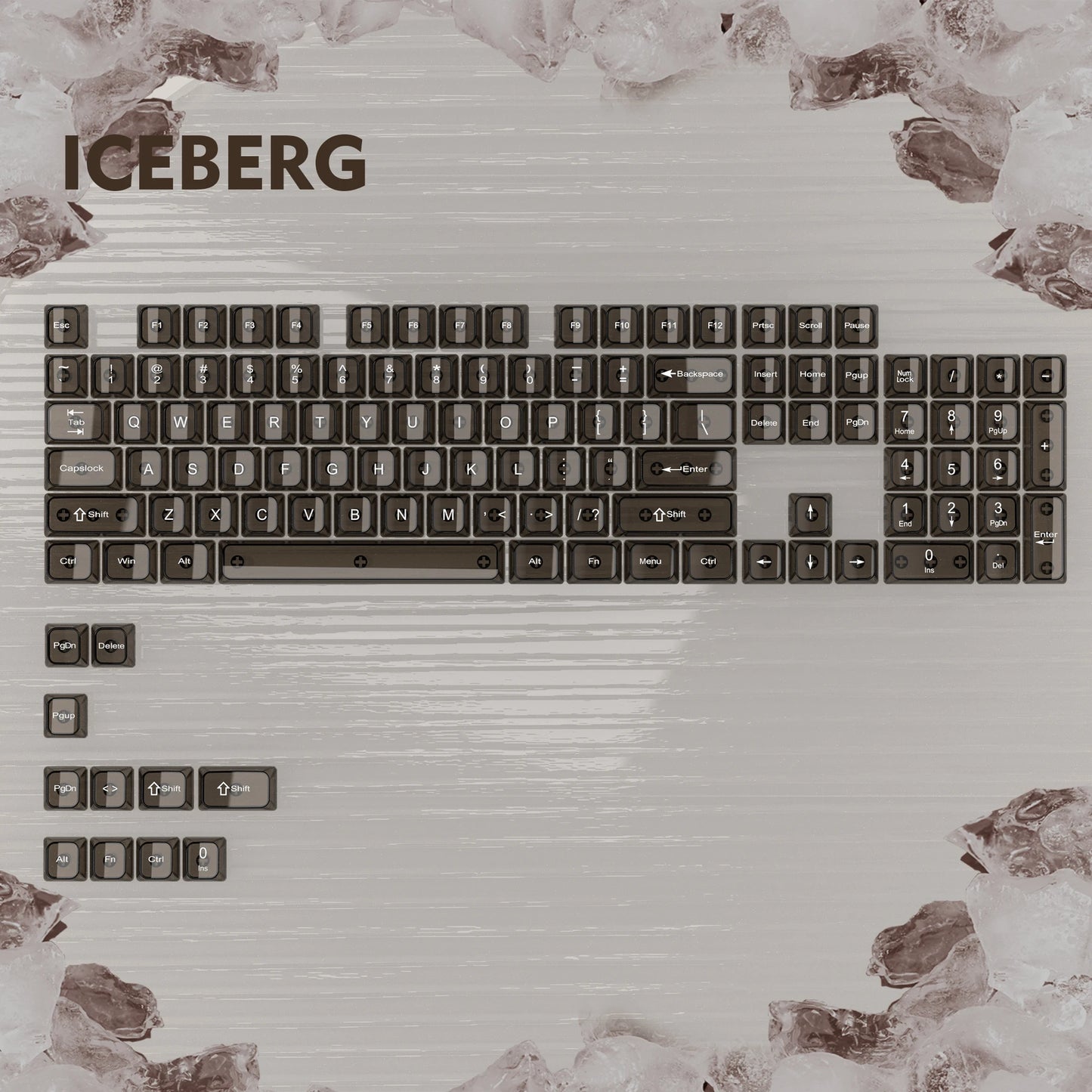 115 Keys Dark Blue MDA Profile Transparent Clear Keycaps Crystal PC Keycap RGB Shine through Key Cap for MX Switch Keyboard