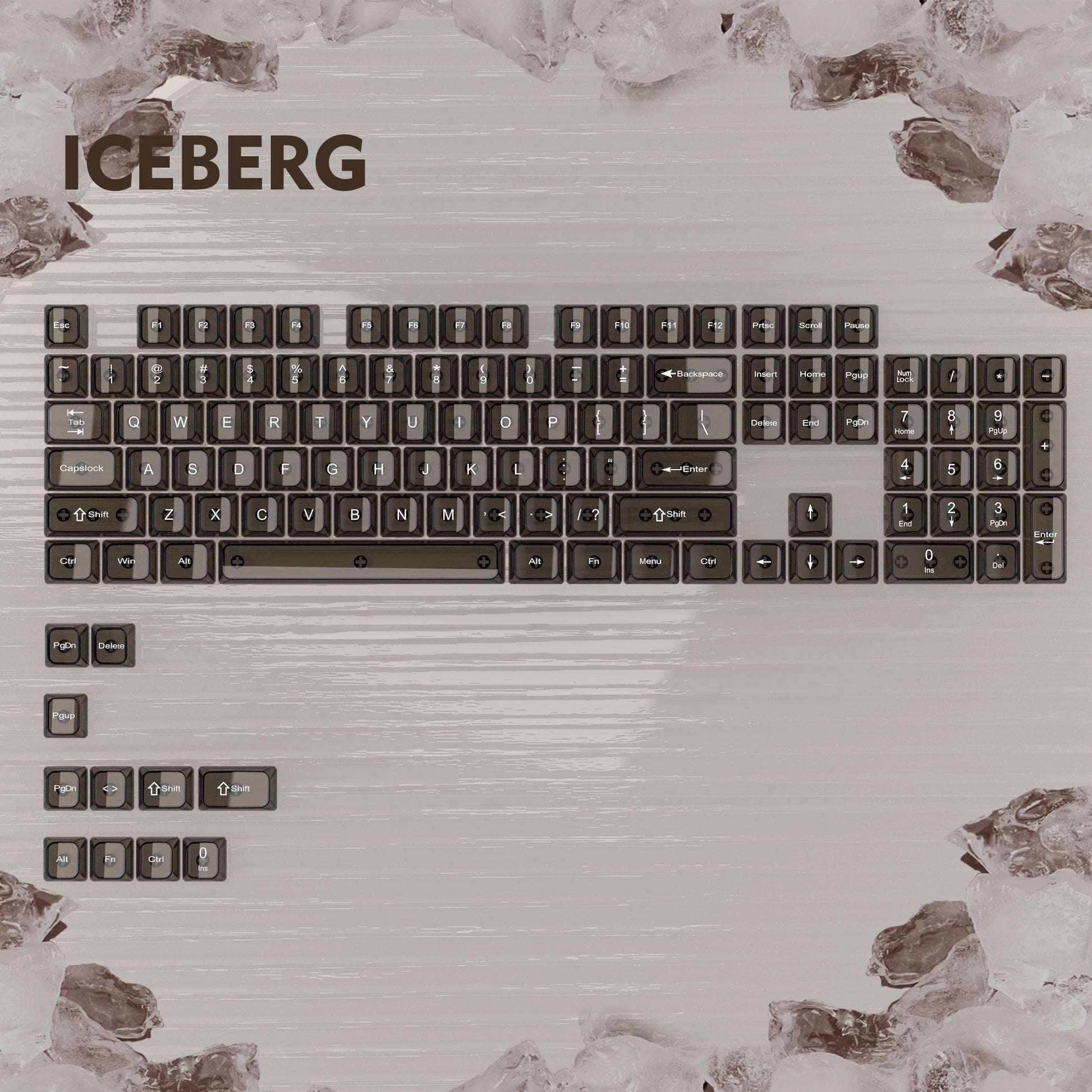 115 Keys Dark Blue MDA Profile Transparent Clear Keycaps Crystal PC Keycap RGB Shine through Key Cap for MX Switch Keyboard