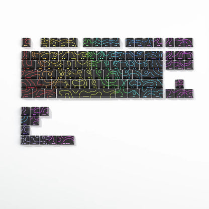 New Topographic Keycaps 4.0 Version Shine through 98 Key PBT Cherry Profile Side Print Backlit for MX Gamer Mechanical Keyboard