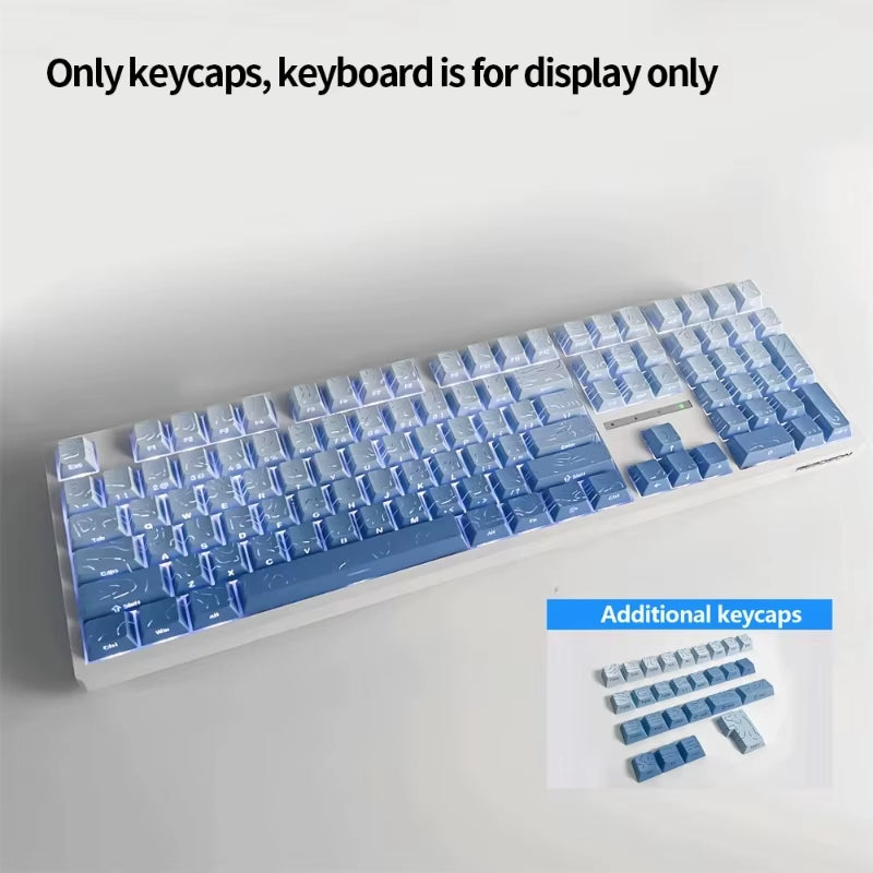 New Topographic Keycaps 4.0 Version Shine through 98 Key PBT Cherry Profile Side Print Backlit for MX Gamer Mechanical Keyboard