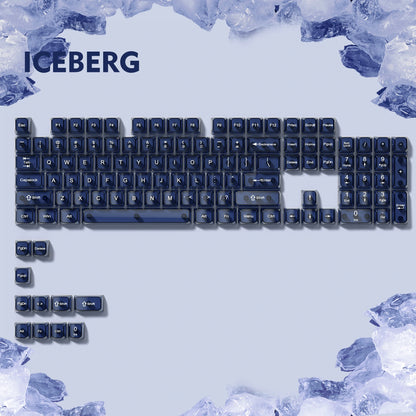 115 Keys Dark Blue MDA Profile Transparent Clear Keycaps Crystal PC Keycap RGB Shine through Key Cap for MX Switch Keyboard