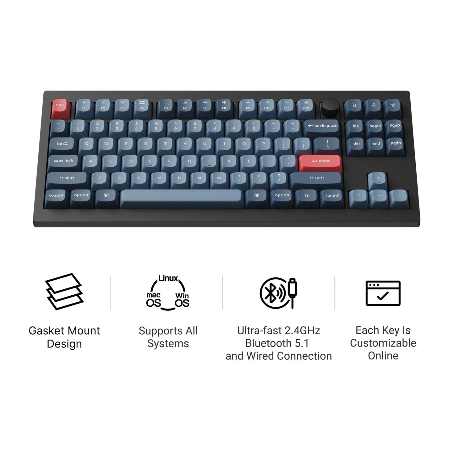 Keychron V3 Max QMK/VIA Wireless Custom Mechanical Keyboard  Jupiter Switch Double-Shot PBT Keycaps