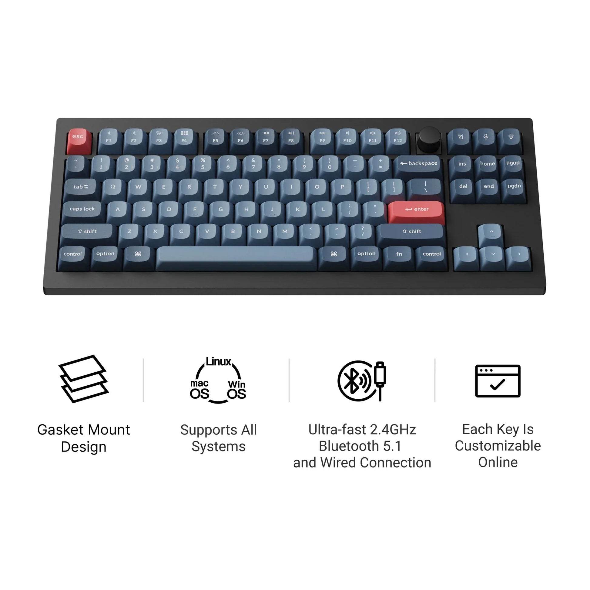 Keychron V3 Max QMK/VIA Wireless Custom Mechanical Keyboard  Jupiter Switch Double-Shot PBT Keycaps