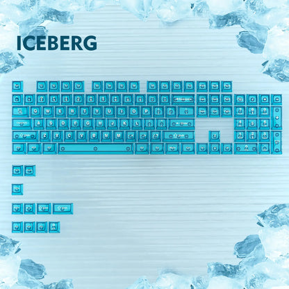115 Keys Dark Blue MDA Profile Transparent Clear Keycaps Crystal PC Keycap RGB Shine through Key Cap for MX Switch Keyboard
